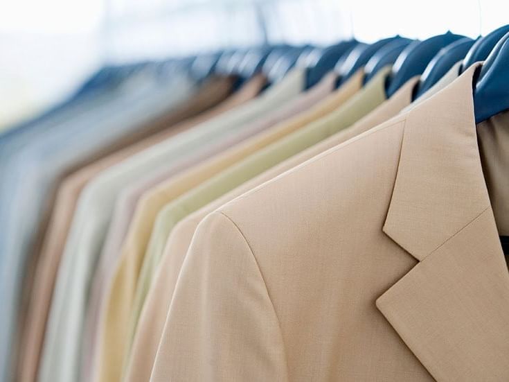 Closeup of clothes hanging on a rack at Accra Hotels & Resorts