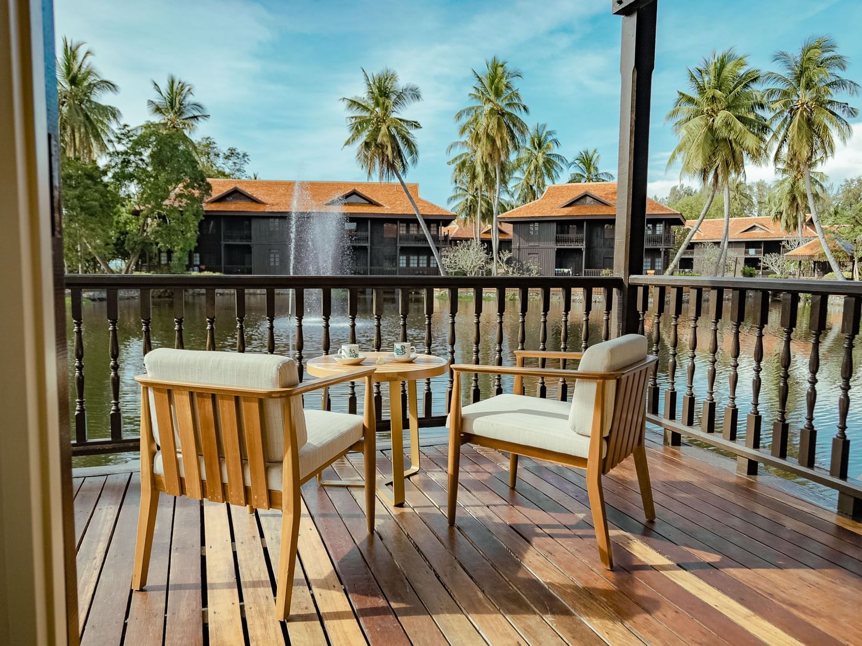 Balcony lounge area in Lake Front, Pelangi Beach Resort & Spa