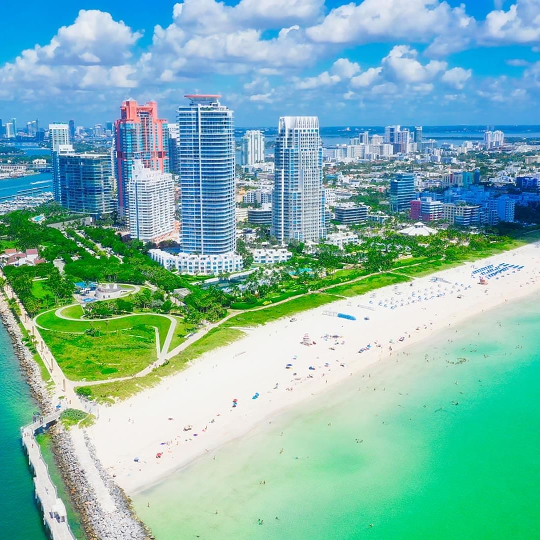 Aerial view of Miami city in United states near the DOT Hotels