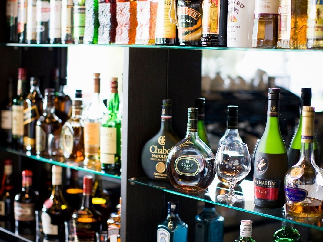 Variety of liquor in The Atrium bar & Lounge at Pullman Albert Park