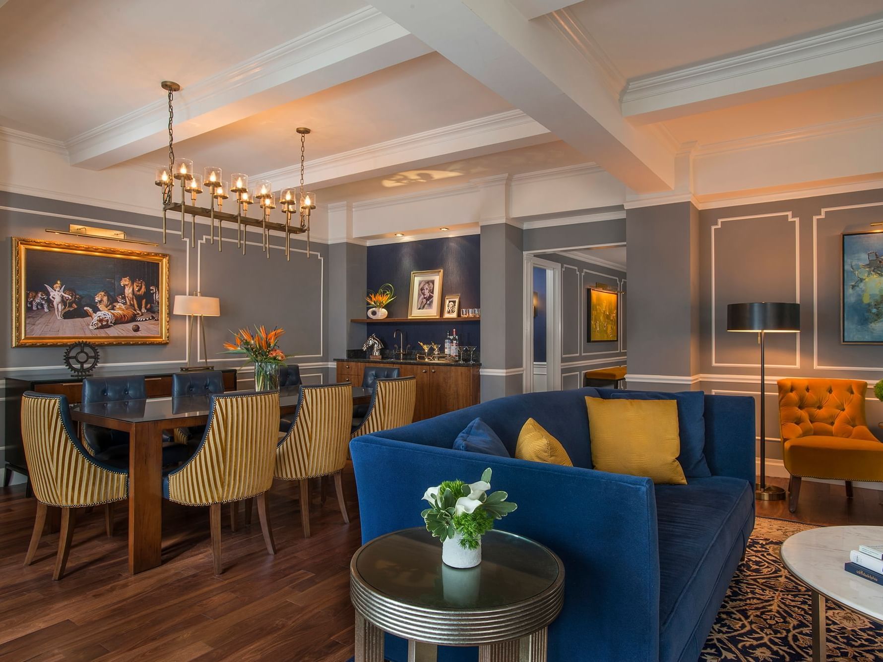 Living and dining area in Randolph Suite at Warwick New York