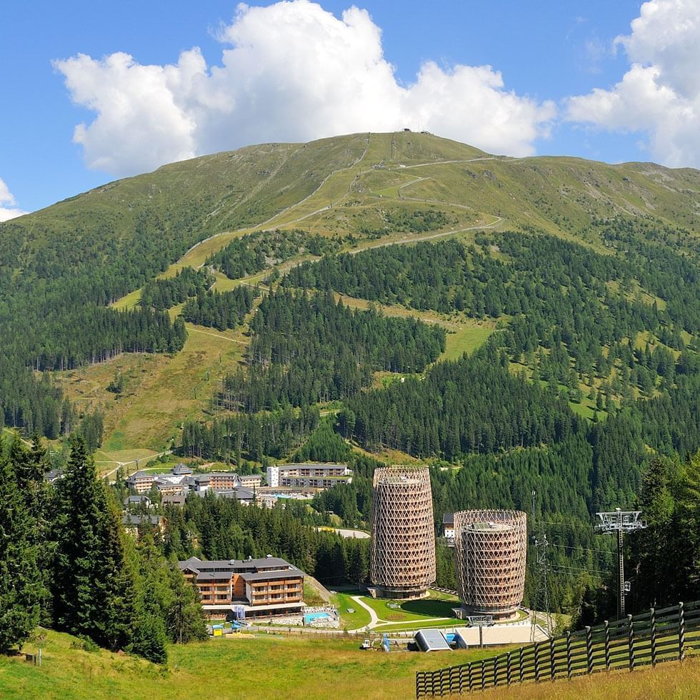 View of greenery mountains around Falkensteiner Hotels