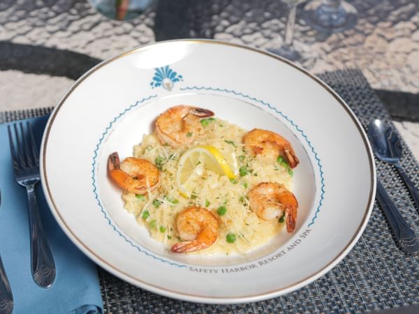 Shrimp rice in Fountain Grille at Safety Harbor Resort & Spa