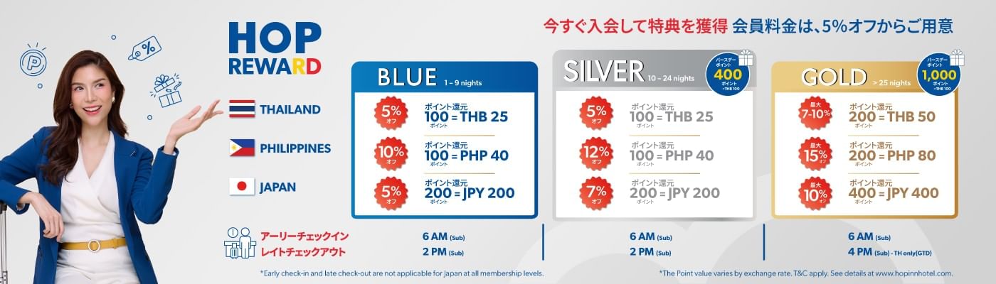 HOP REWARD member at HOP INN Hotel