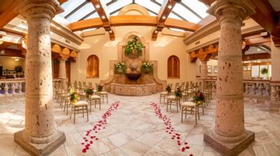 Interior of hall setup for a reception at MCM Elegante Beaumont
