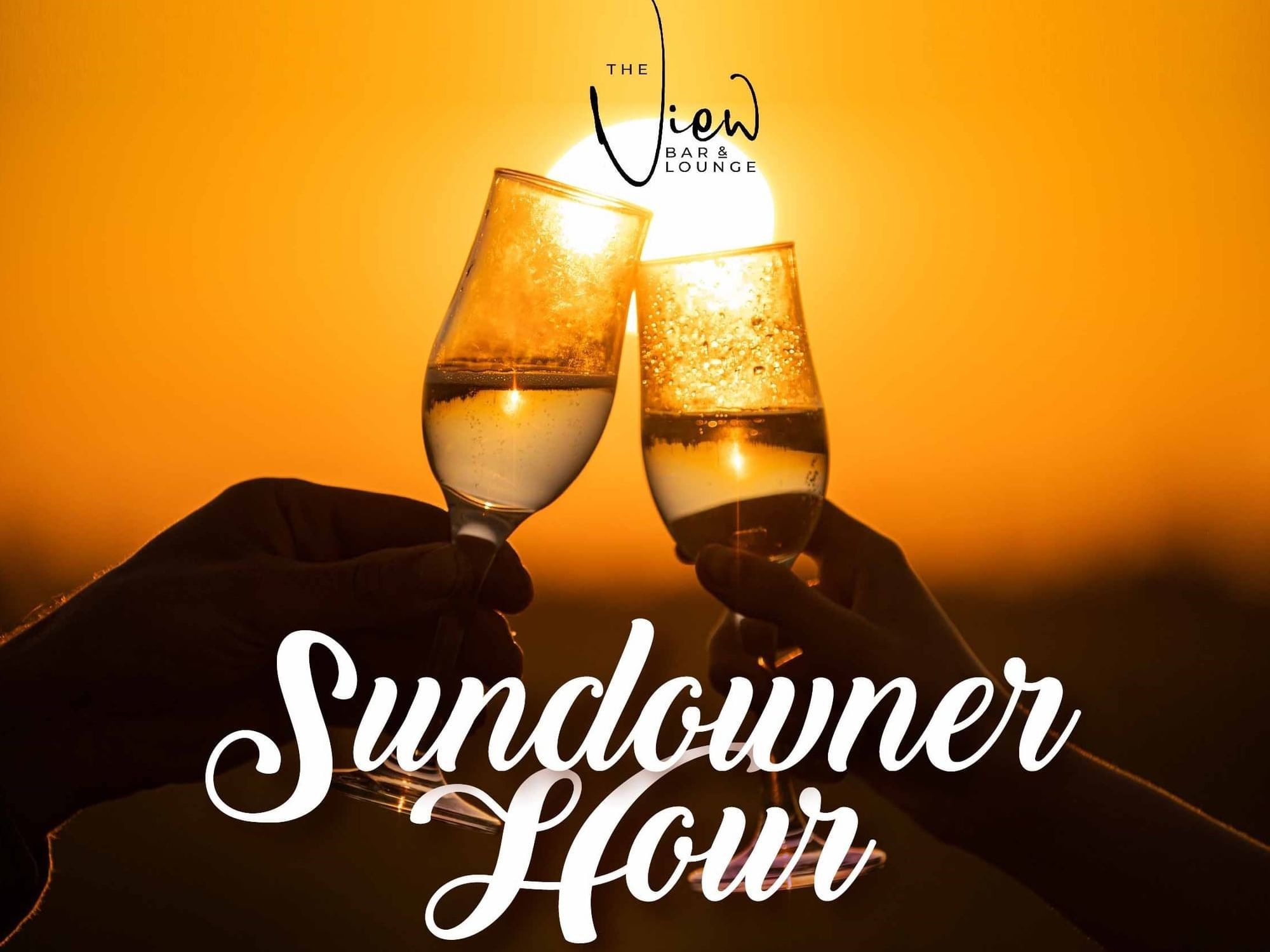 Cocktails raised to the sunset - sundowner hour special at St. Giles Southkey Hotel