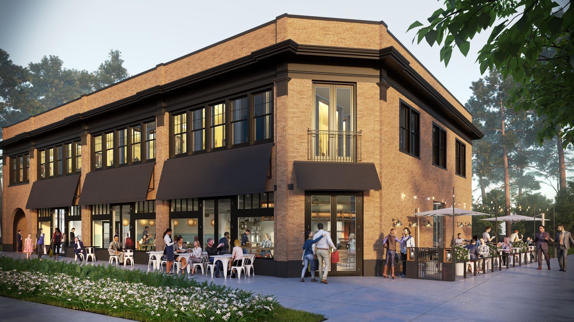 Concept design of exterior dining area at Hotel Hartness