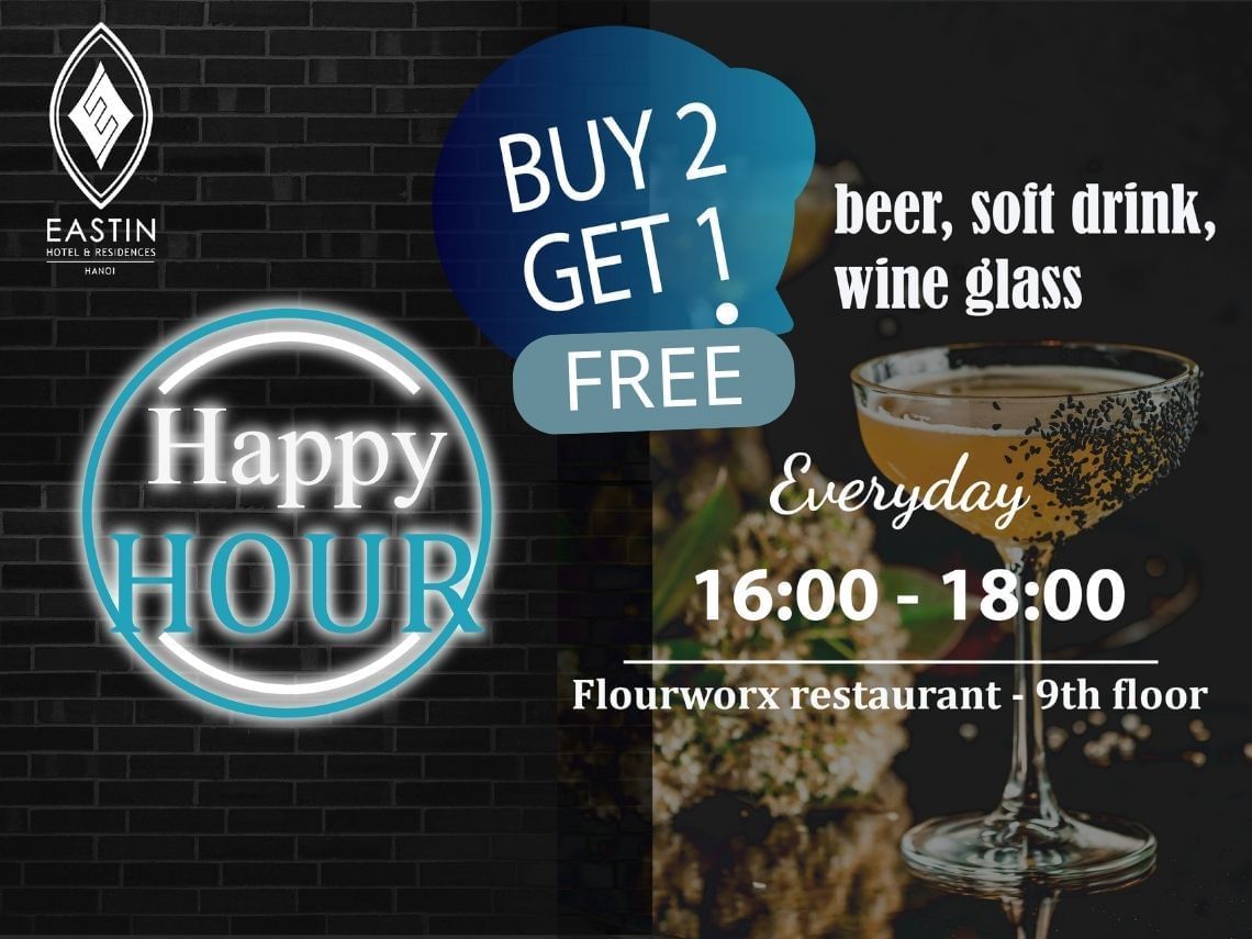Buy 2 get 1 free offer at Flourworx restaurant at Eastin Hotels