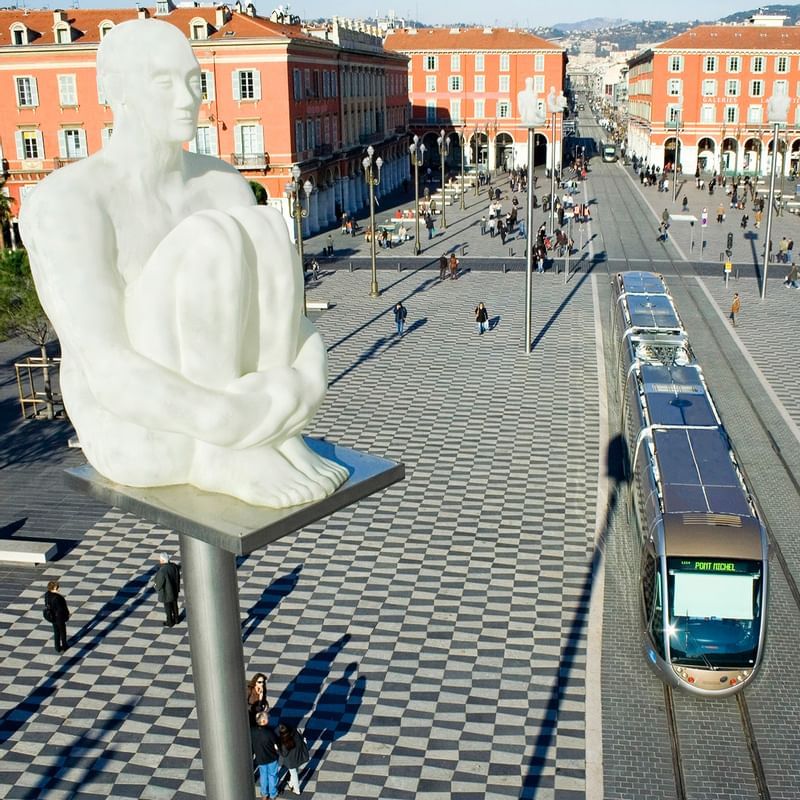 White statue in Place Massena Nice 