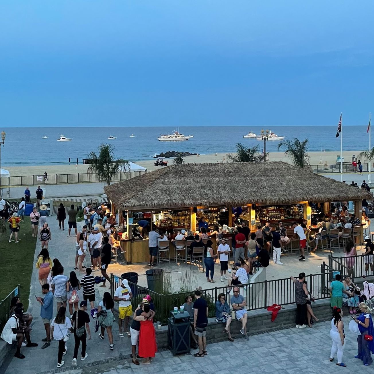 Tiki bar in the summer with guests