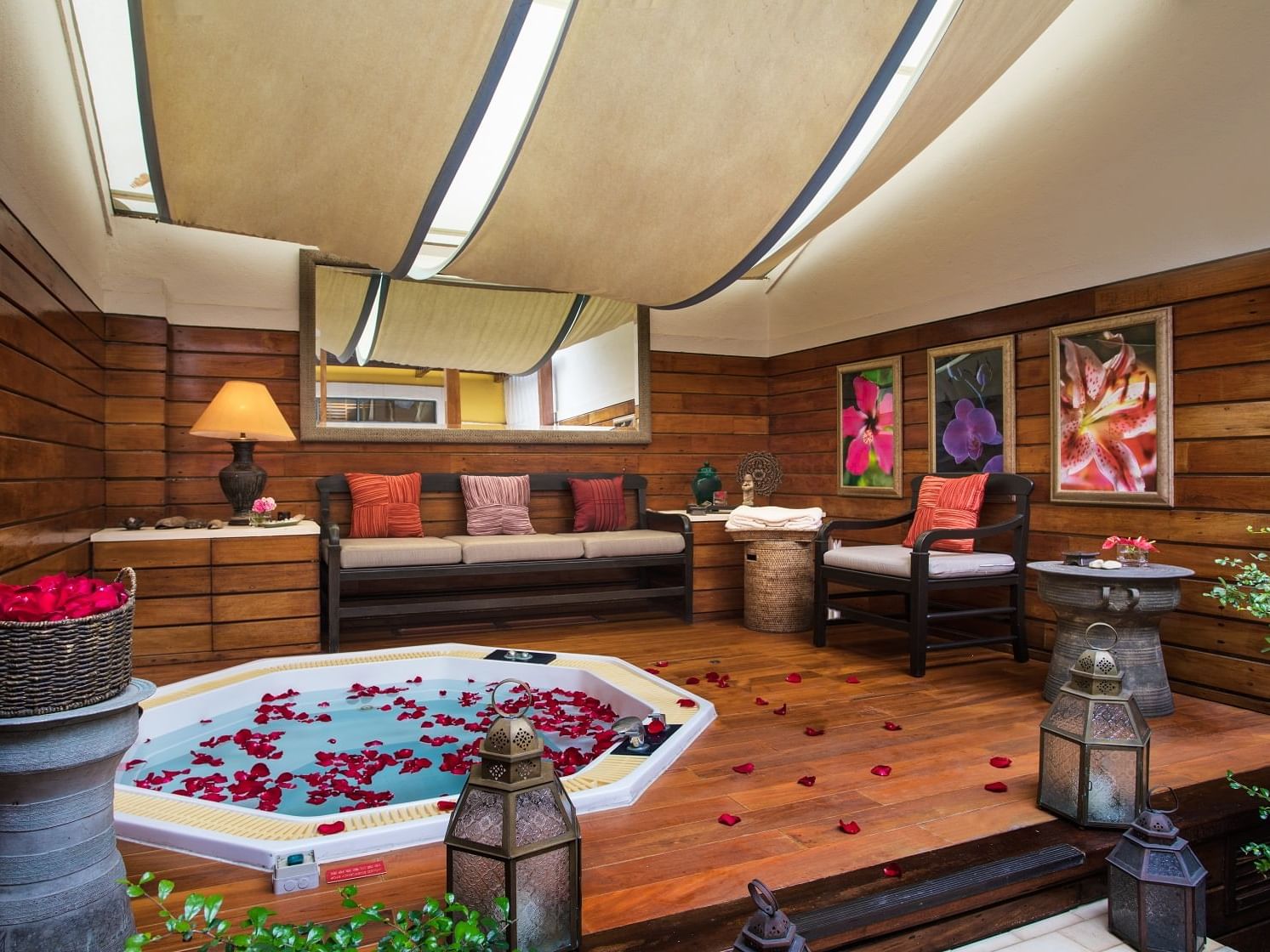 Bathtub with petals on it and a relaxing surrounding at Artyzen Grand Lapa Hotel Macau