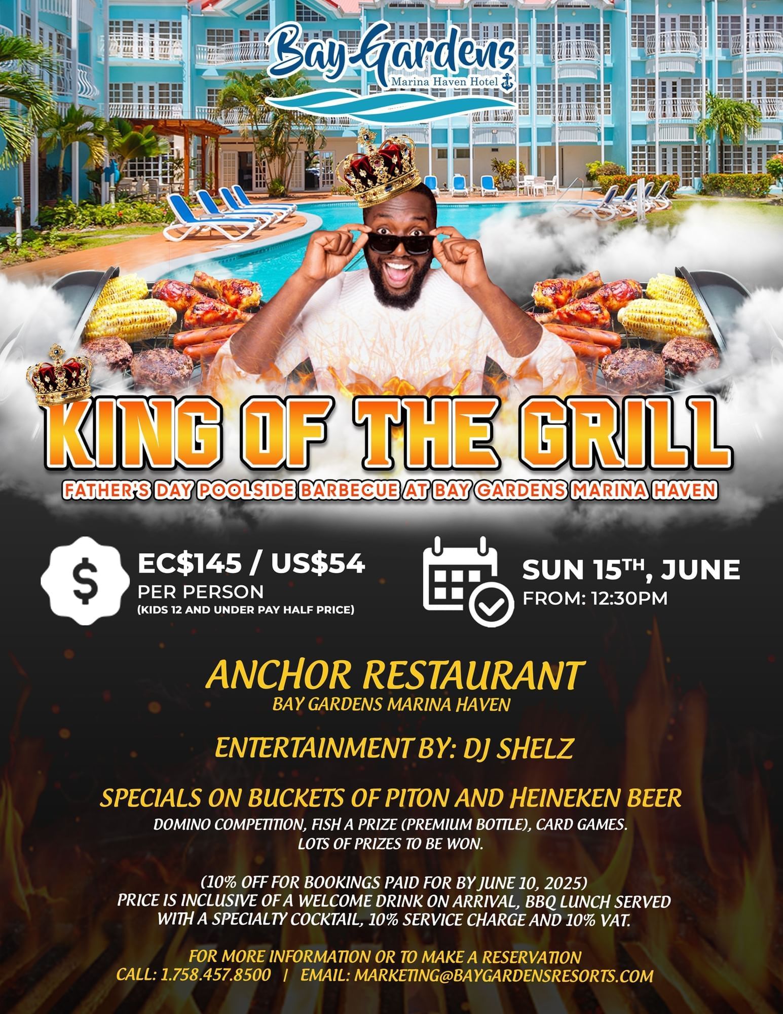 King of the grill poster used at Bay Gardens Hotels and Resorts