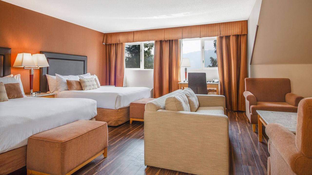 Hotel guest room with two queen beds