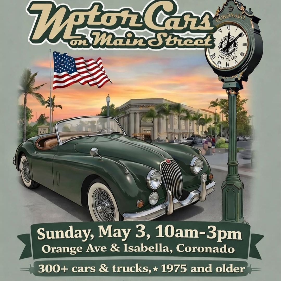 Motor Cars Showcase on Main Street | San Diego Events | El Cordova Hotel