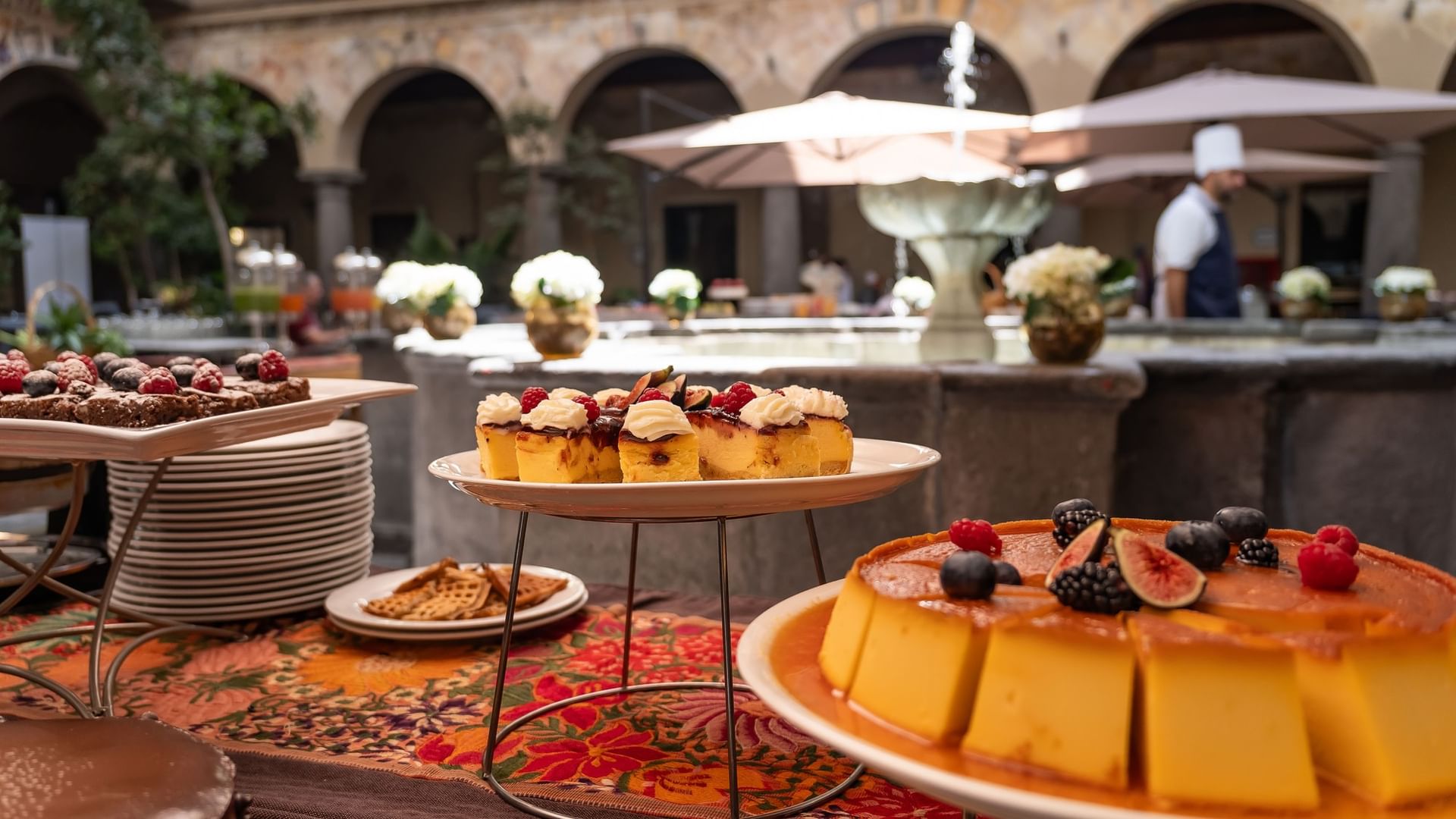 Desserts on display in the Tierra Mía restaurant at Quinta Real Puebla, Heroica Puebla de Zaragoza.