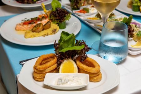 Served dishes in Zest Seafood Restaurant at Aquaworld Belek