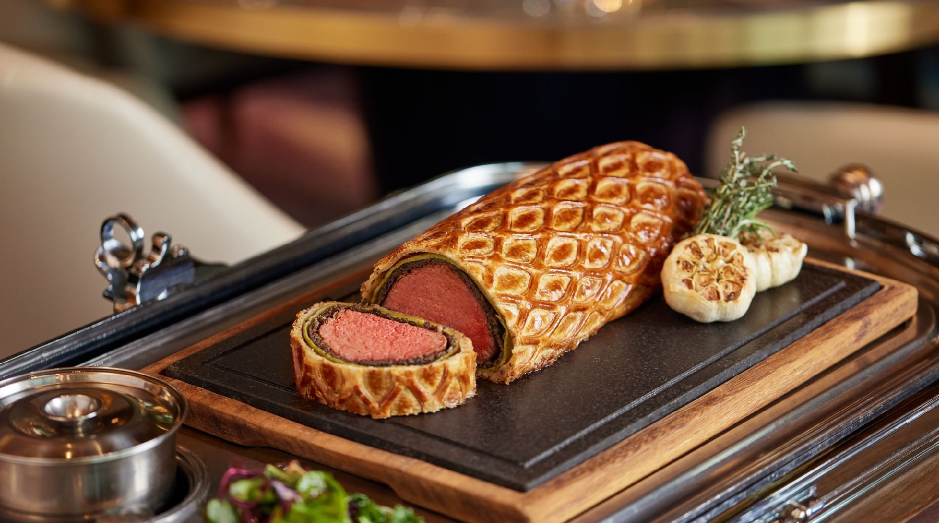Close-up of a Beef Wellington served at Sunway Lagoon Hotel