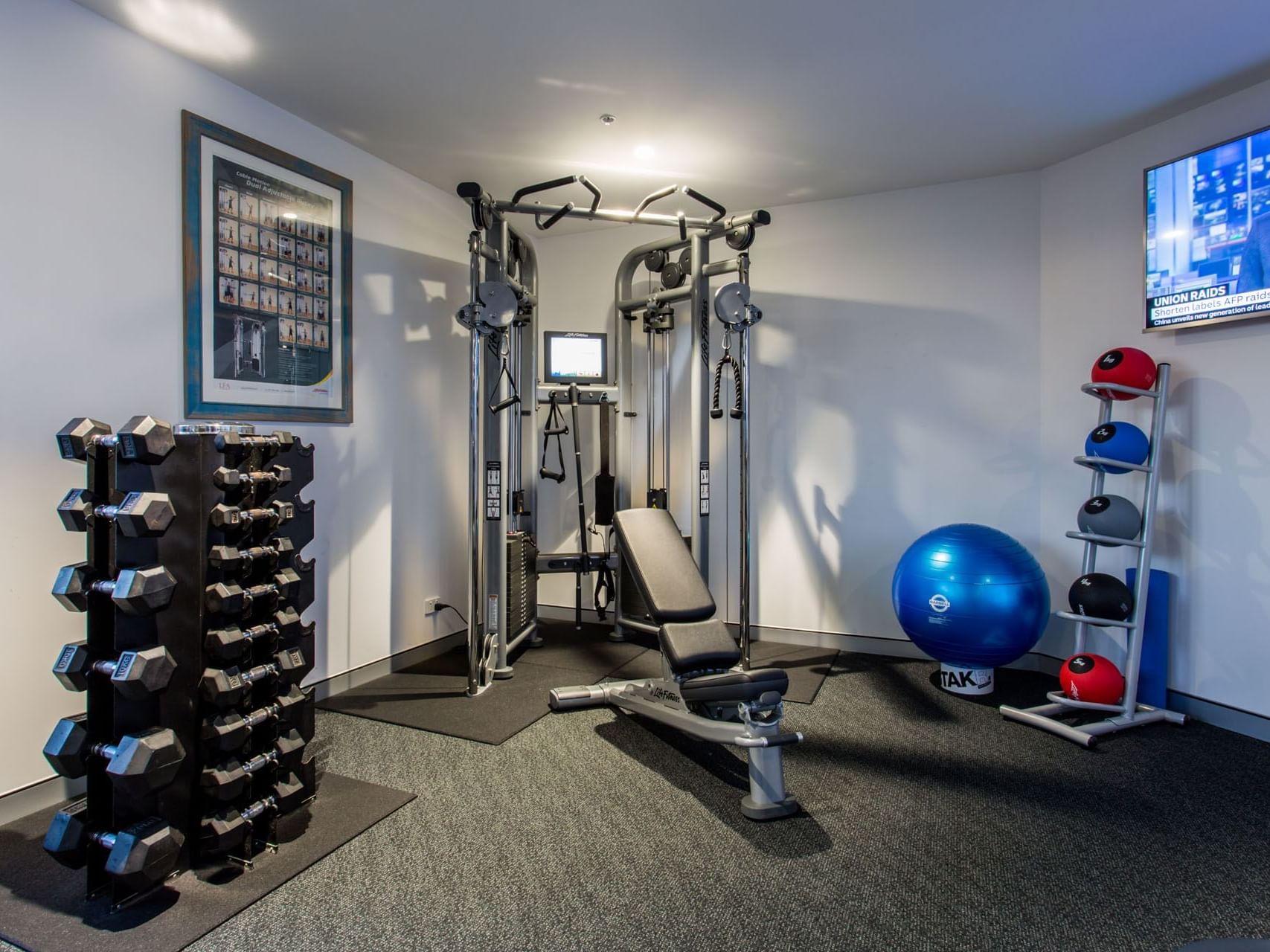 Equipment in Rooftop gym at Grand Chancellor Brisbane