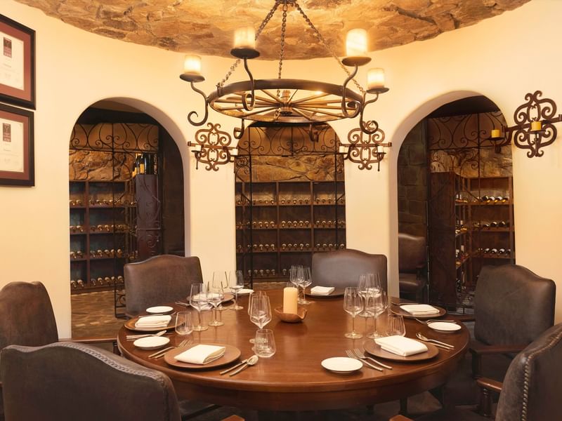 La Cava de Santiago Restaurant with a fine selection of wines at the Hotel Hacienda del Mar in Los Cabos.