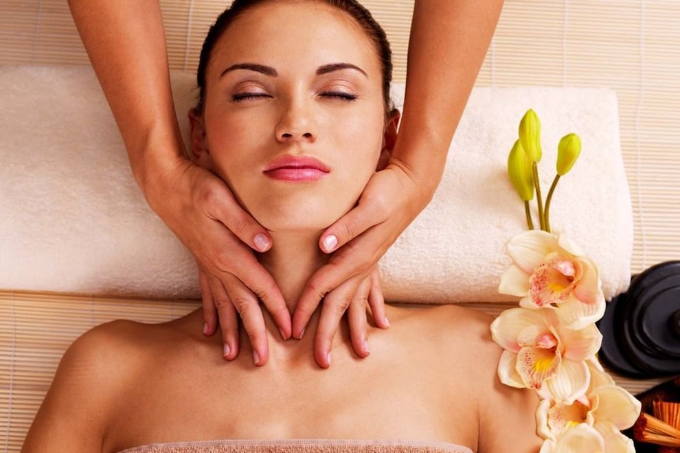 Closeup on a woman getting spa treatment at May Fair Hotel London