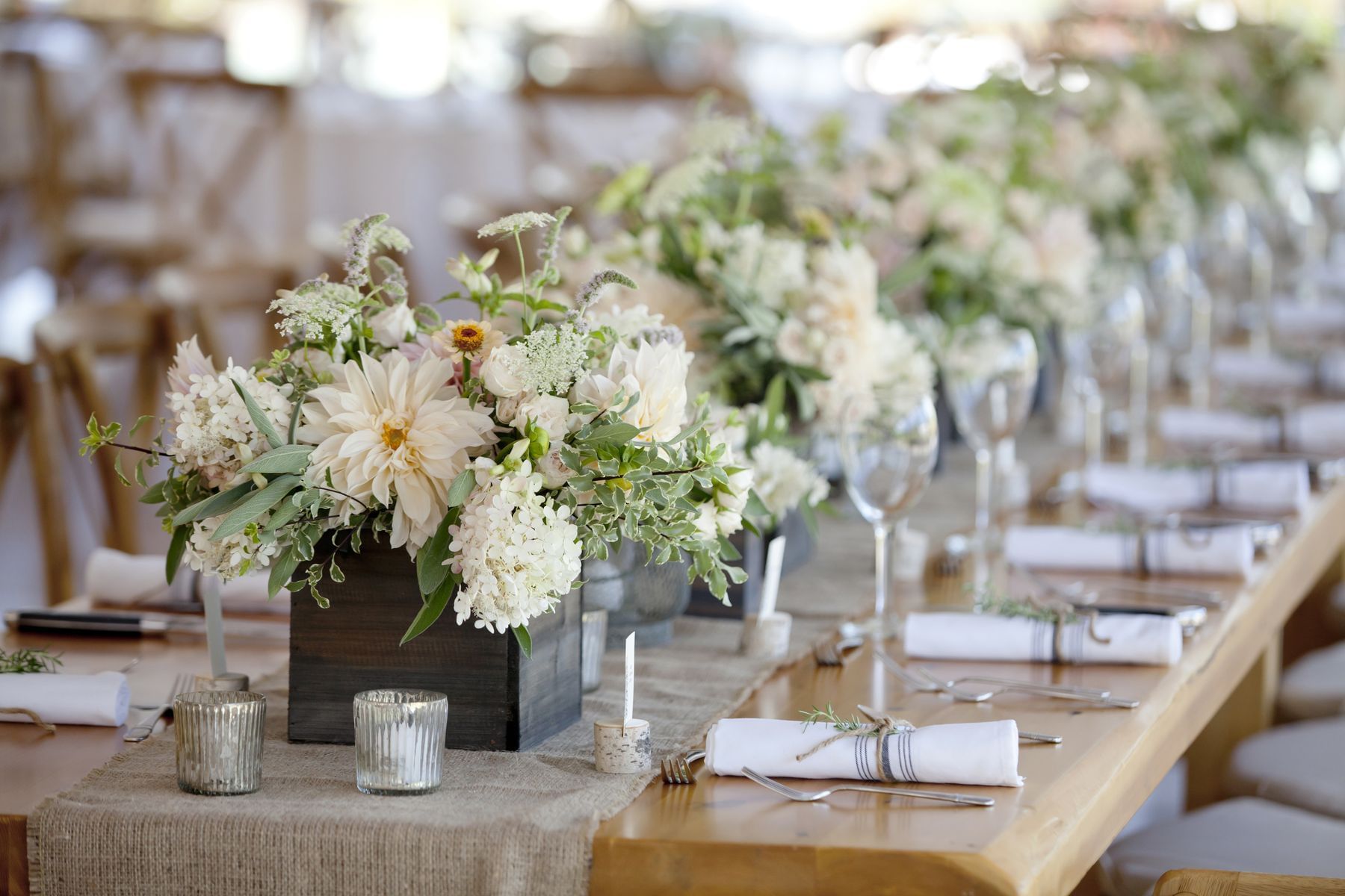 Table setup for a wedding reception at Topnotch Stowe Resort
