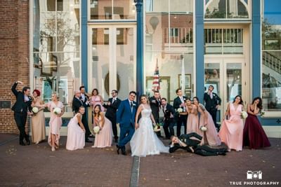 Wedding group taking photographs at Horton Grand Hotel