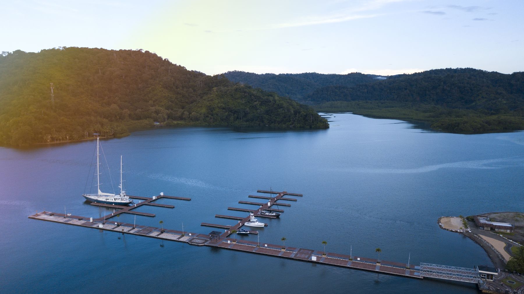 Aerial view of Main Dock near Marina Bahia Golfito