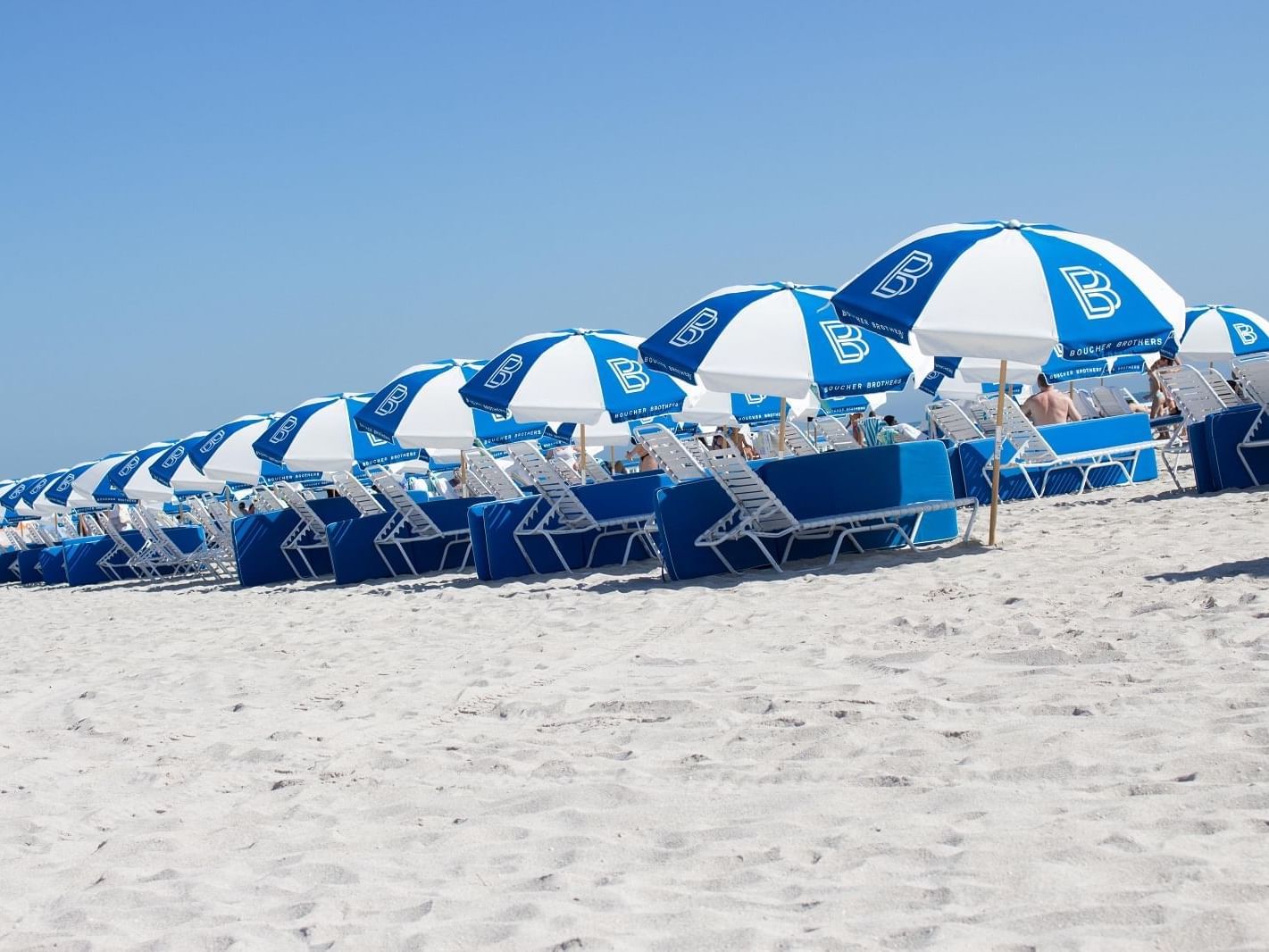 Sun loungers of Beach Club 6 at Berkeley Shore Hotel