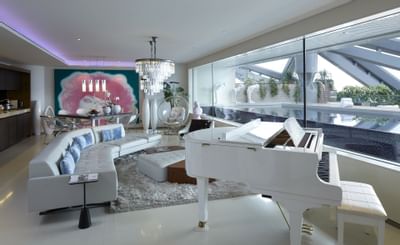 Close up of Grand Piano of Miami Suite at Hotel Eclat Beijing