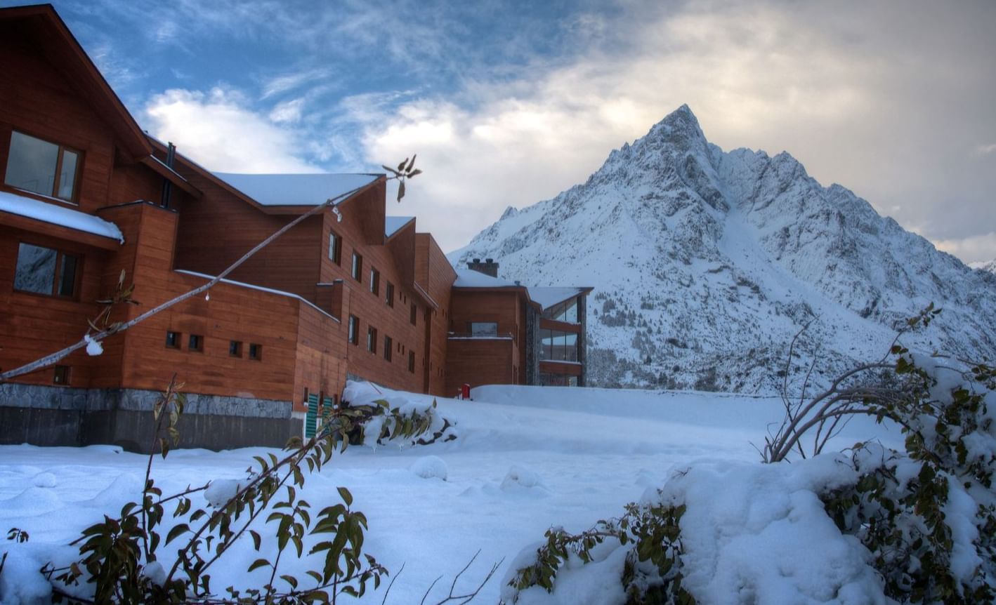 Hotel & mountains during winter at NOI Puma Lodge Hotel