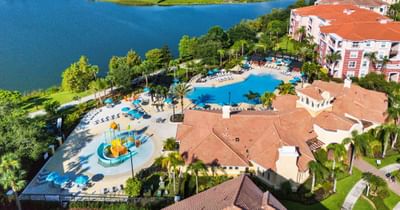 Aerial view of Vista Cay Resort with pool and buildings at Vista Cay Resort By Millenium