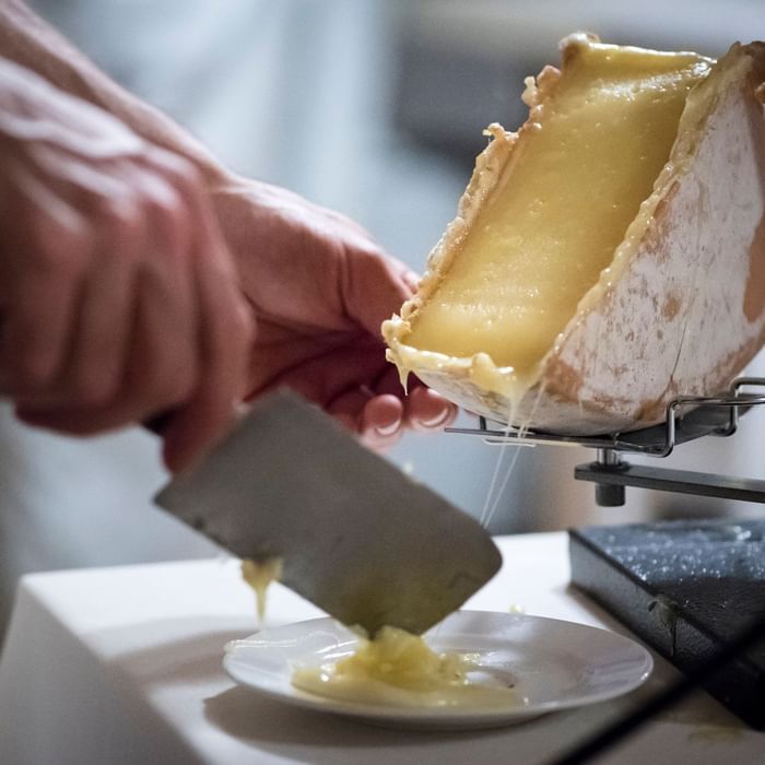 Raclette at Chalet Hôtel La Chemenaz in Les Contamines-Montjoie