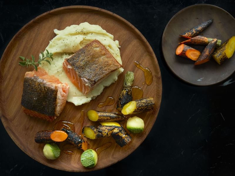 Grilled Scottish salmon à l'unilatéral dish at Live Aqua Resorts and Residence Club
