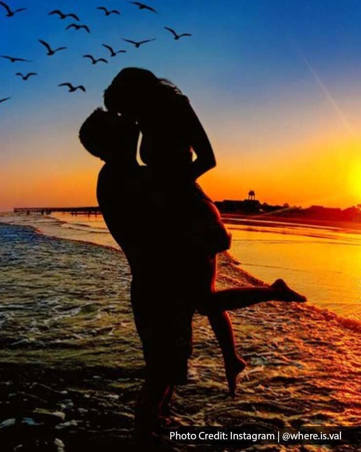 Beautiful Couple Sunset Photo At The Beach