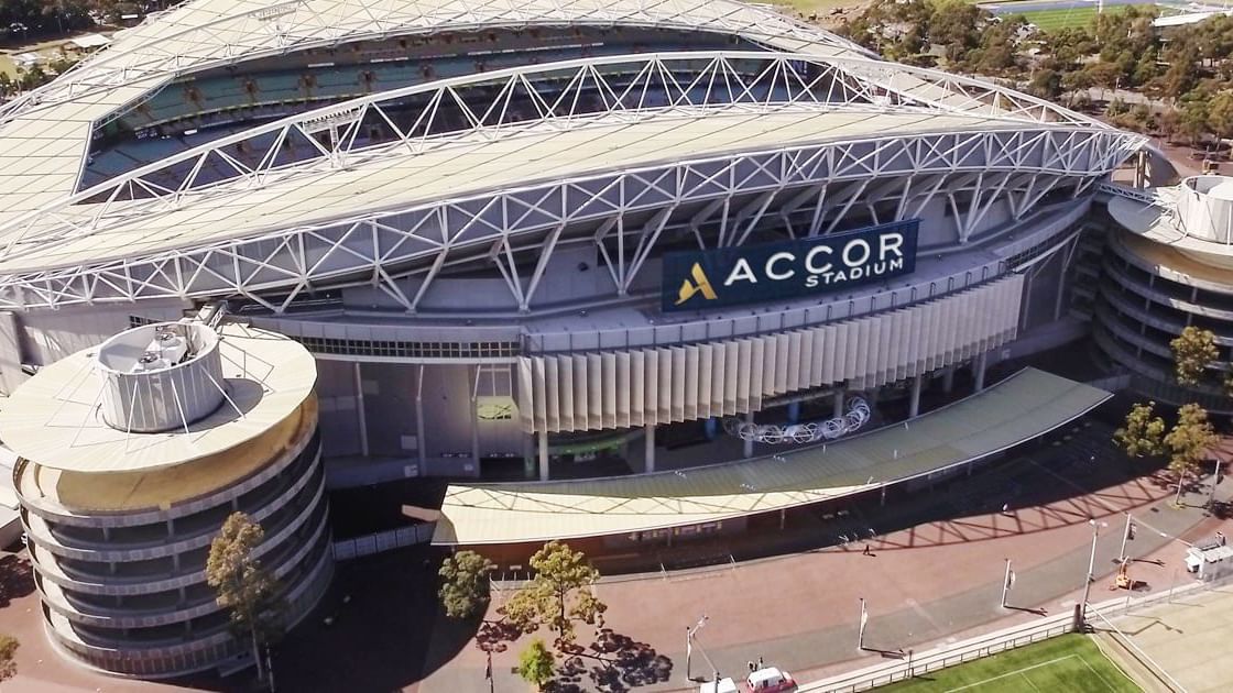 Ariel view of Accor stadium near Novotel Sydney Olympic Park