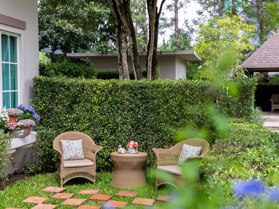 Terrace garden area with seating set-up at U Hotels