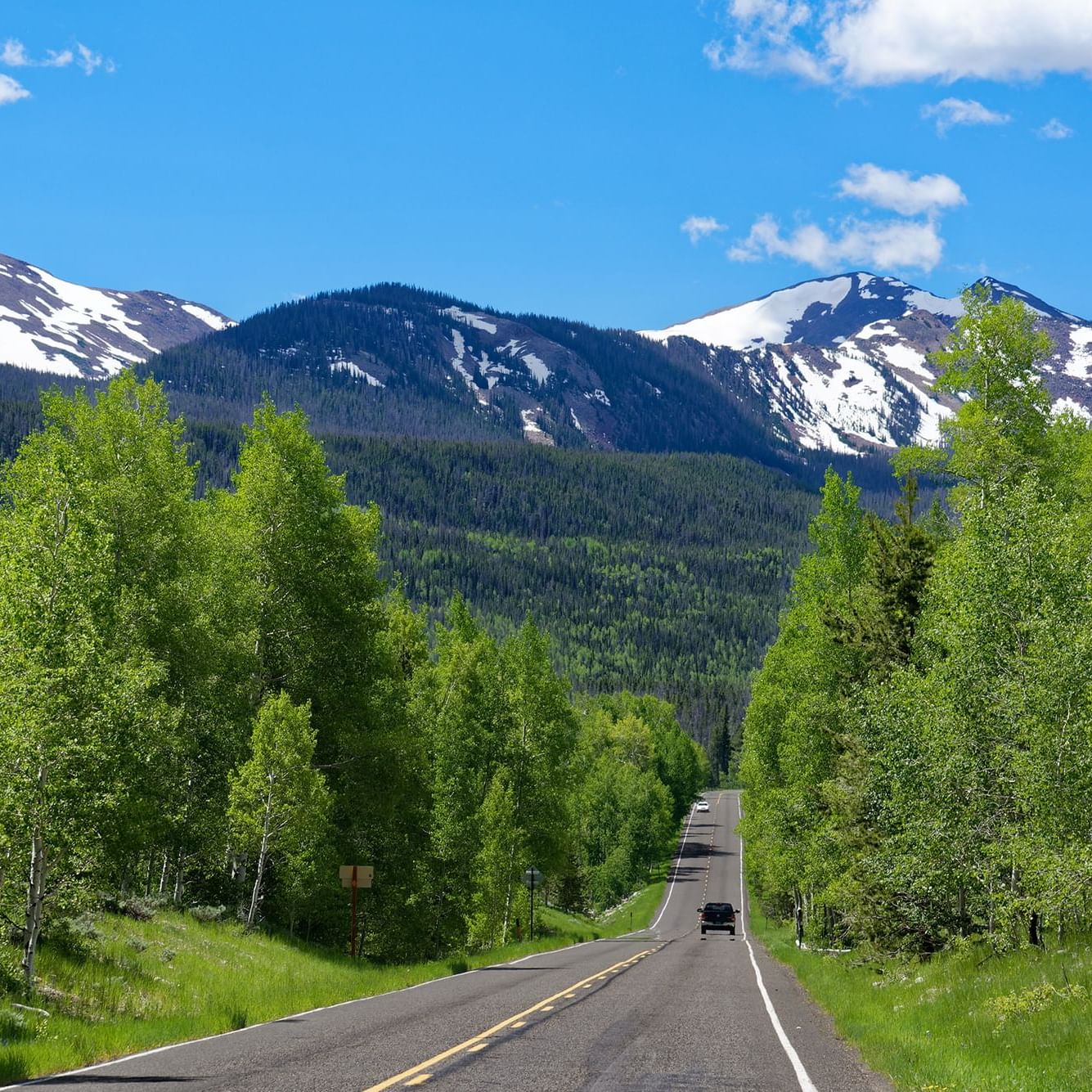 mountain road in summer