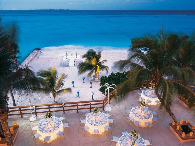 Banquet set-up on a terrace at Grand Fiesta Americana