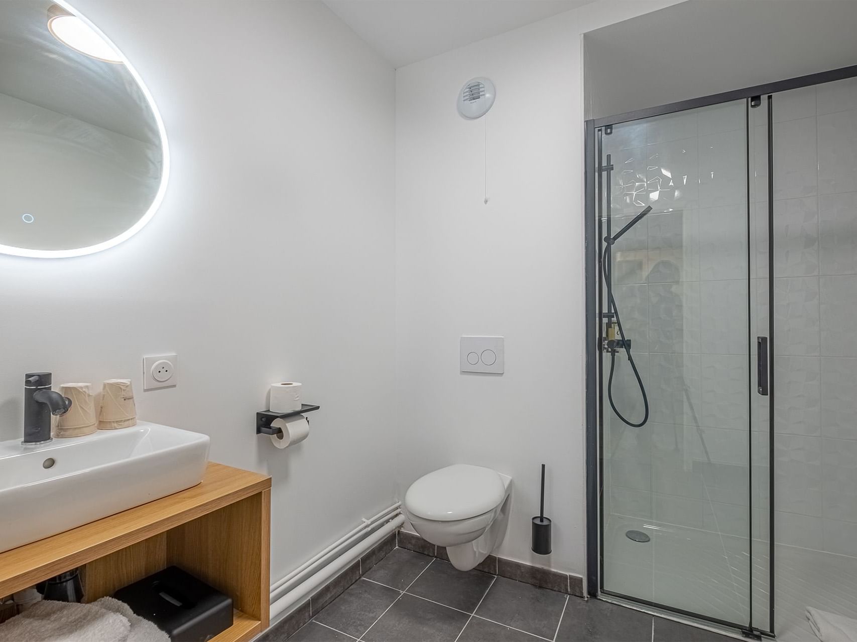 Toilet & shower area in Double room at The Originals Hotels