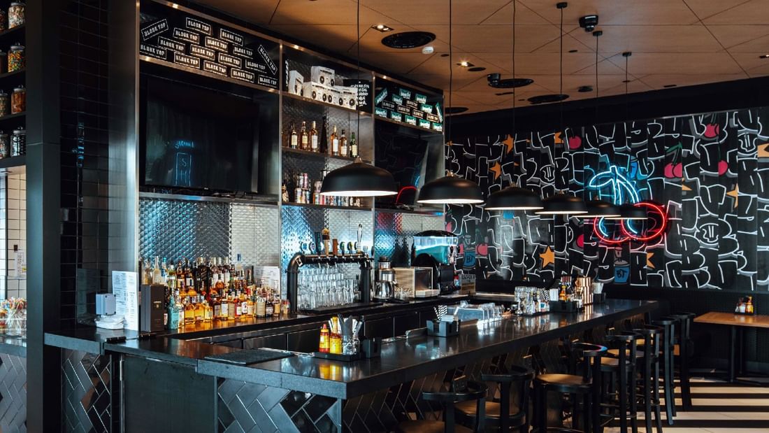 Modern bar in Black Tap Craft Burgers & Shakes at Sunway Resort