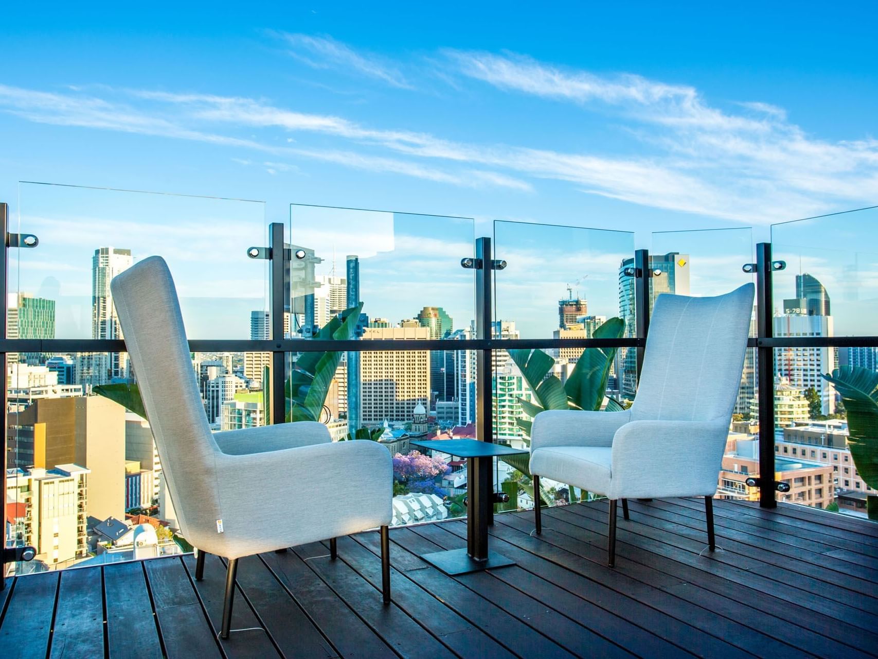Lounge chair set of 2 on rooftop at Grand Chancellor Brisbane