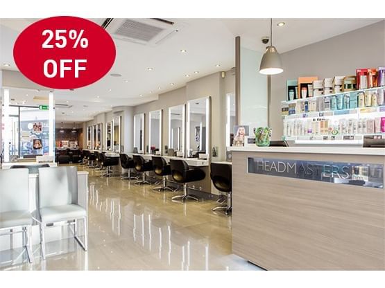 25 % off for treatments at the Headmasters Hairdressers