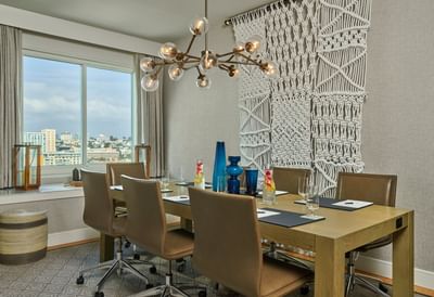 Conference table arranged in a Meeting Room at Hotel Republic San Diego
