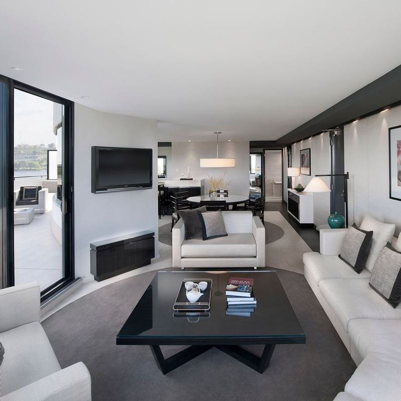 Interior of the living room of the loft at Crown Metropol Perth