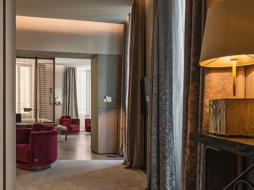 Living room interior in Suite 7 at Fendi Private Suites