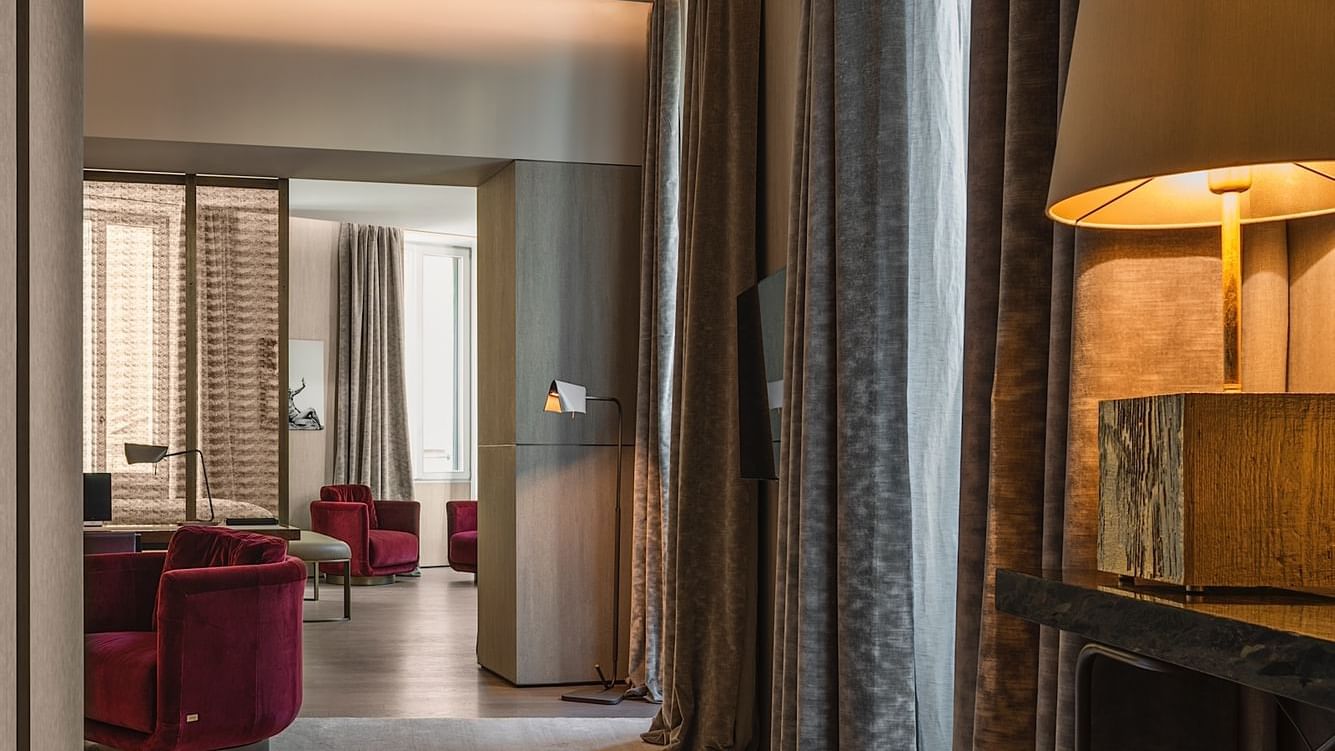 Living room interior in Suite 7 at Fendi Private Suites