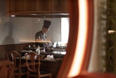 Chief cooking in the kitchen at Hanoi Daewoo Hotel