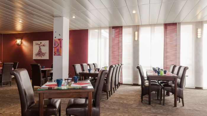 Interior of a dining area at Hotel Le Forum