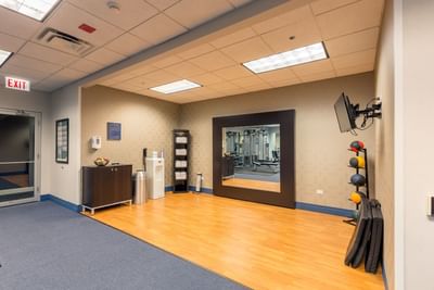Interior of the Fitness & Yoga Room at Kinzie Hotel