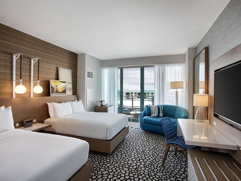 Double beds in Partial Ocean View suite at The Diplomat Resort